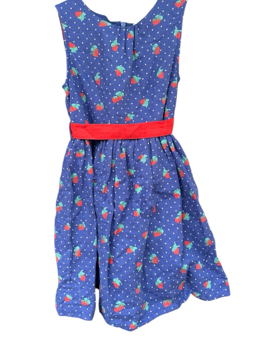 Mini Boden Strawberry Dress Navy Vintage Vibes Cotton Sundress Spring Summer 5-6